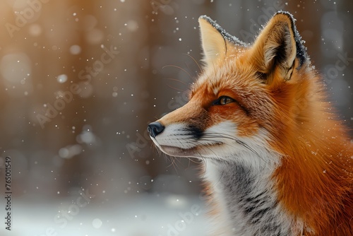 Close Up of a Fox in the Snow © D