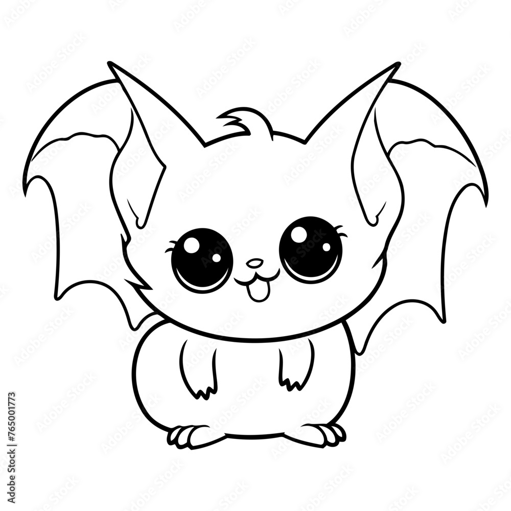 Cute cartoon bat isolated on a white background.