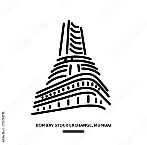 Bombay Stock Exchange Mumbai illustration icon. BSE Building Icon.