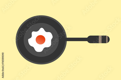 Vector of scramble the egg, fried egg, cooking with pan 
