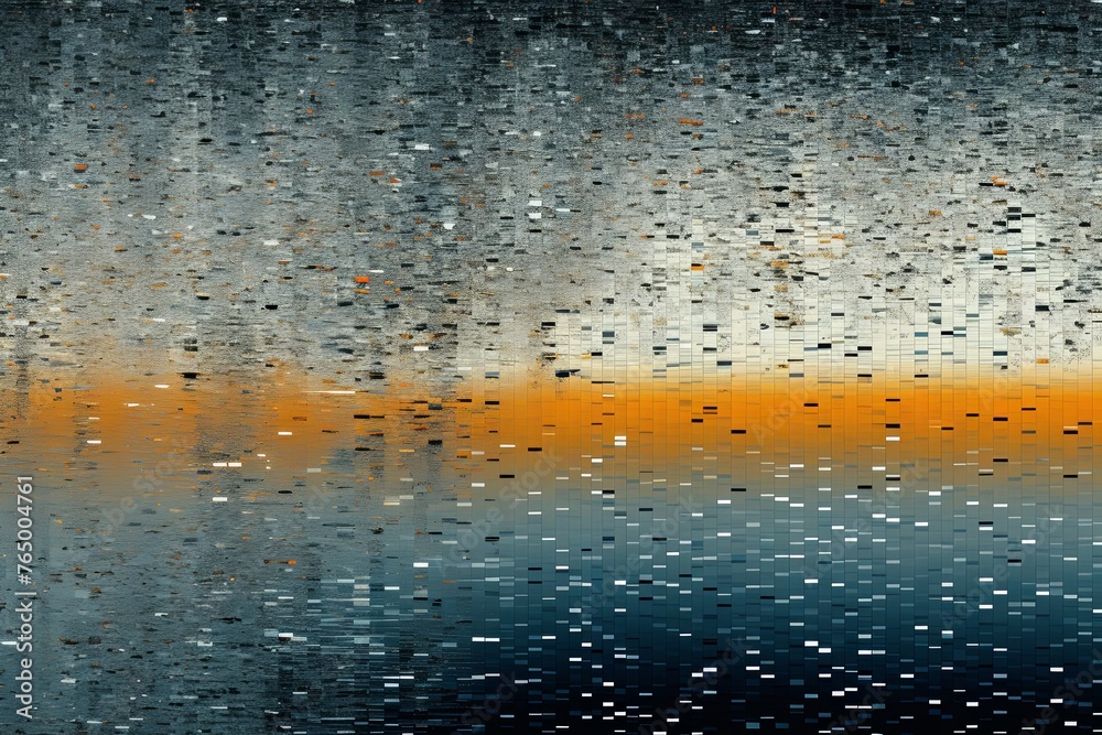 Gray and orange abstract reflection dj background, in the style of pointillist seascapes