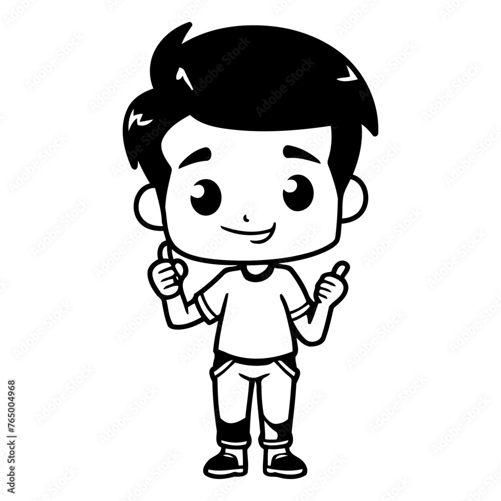 Thumbs up - Cute Cartoon Boy Character Vector Illustration.