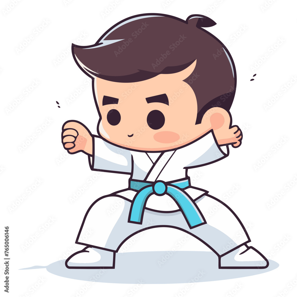 Taekwondo - Cute karate boy cartoon vector illustration