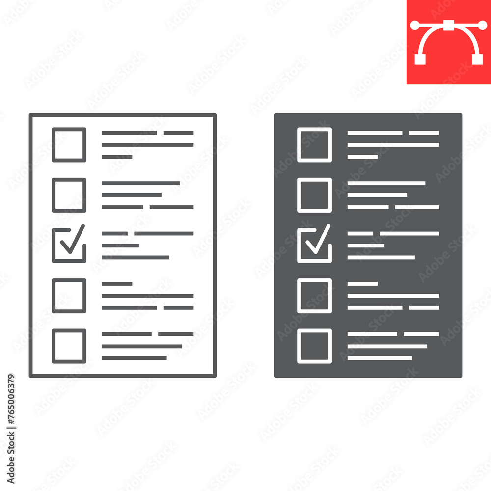 Ballot paper line and glyph icon, election and politician, voting check vector icon, vector graphics, editable stroke outline sign, eps 10. Ballot paper line and glyph icon, election and politician, voting check vector icon, vector graphics, editable stroke outline sign, eps 10.