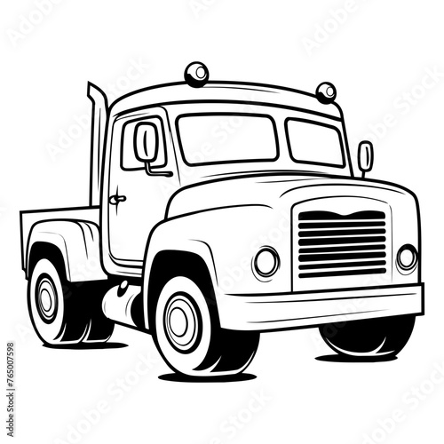 Vector illustration of old truck isolated on white background. Design element for poster. card. banner. sign.