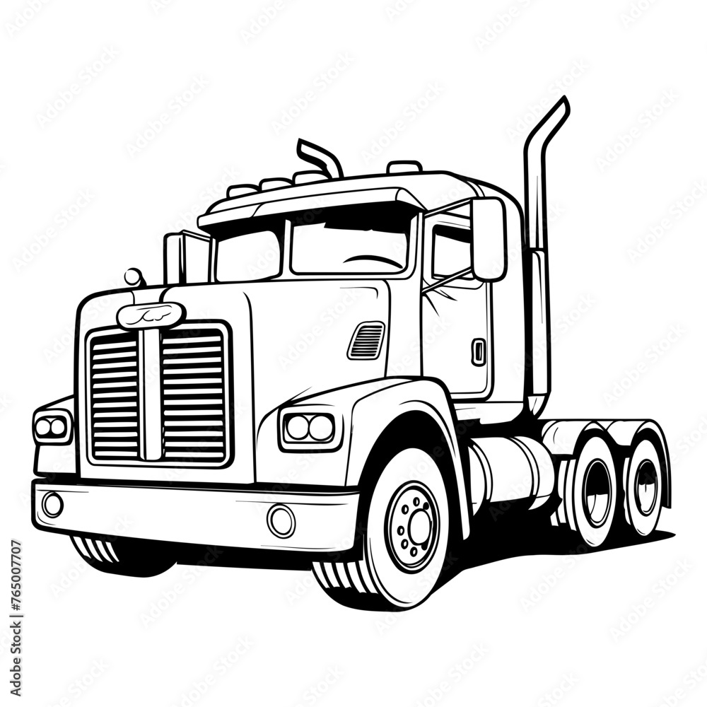 Vector illustration of a big retro truck on a white background. Side view.