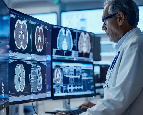 Investigate how digital displays can be utilized in healthcare facilities to visualize brain anatomy, neuroimaging scans (MRI, CT scans), and functional brain mapping data