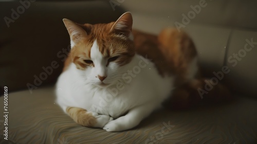 Wallpaper Mural a white cat sleeping on Cozy Sofa Torontodigital.ca