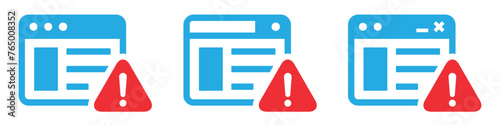 Web error page icon. Web warning page icon, vector illustration