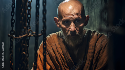 Old buddhist monk in prison © Roland