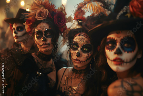  Halloween  where children and young people enjoy masquerade makeup and trick-or-treating.