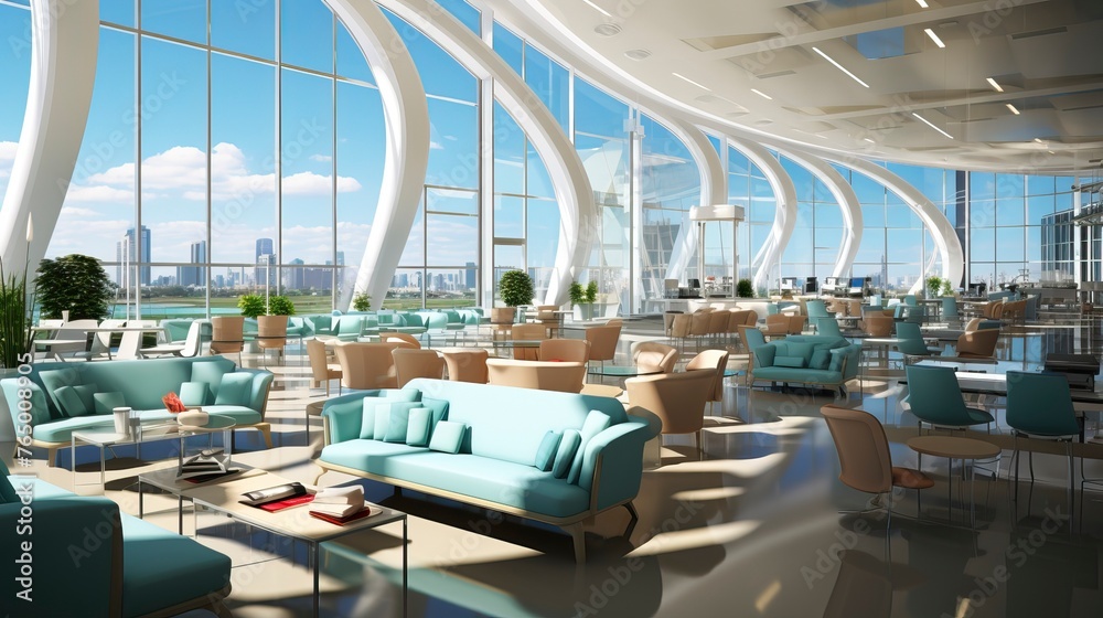 Obraz premium Modern and stylish empty office 3d render Image. Interior Design