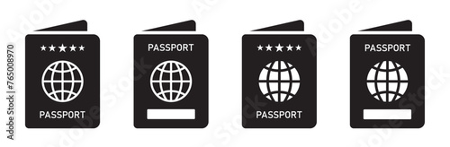 Passport book set icon, vector illustration