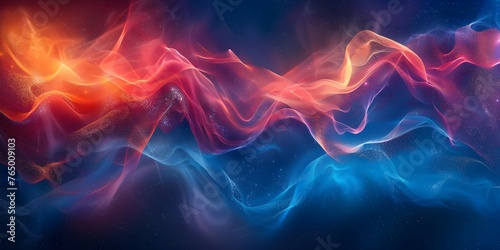 Connections through vibrant blue and red waves in a digital landscape. Concept Digital Art, Vibrant Colors, Abstract Design, Digital Waves, Connection Art