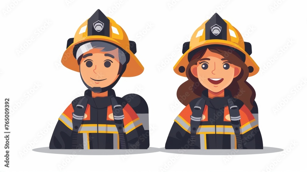 Vector illustration cute cartoon character of firefighter