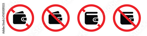 Wallet error icon. No money cash icon, vector illustration