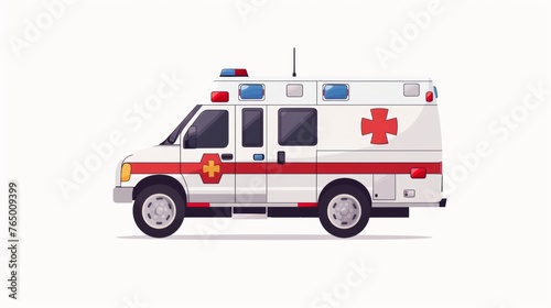 Vector illustration of an ambulance over white background.