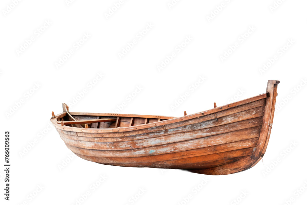 Solitary Wooden Boat Resting on Blank Canvas. Solitary Wooden Boat Resting on Blank Canvas.