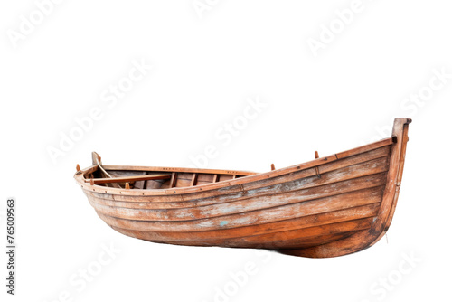 Solitary Wooden Boat Resting on Blank Canvas.