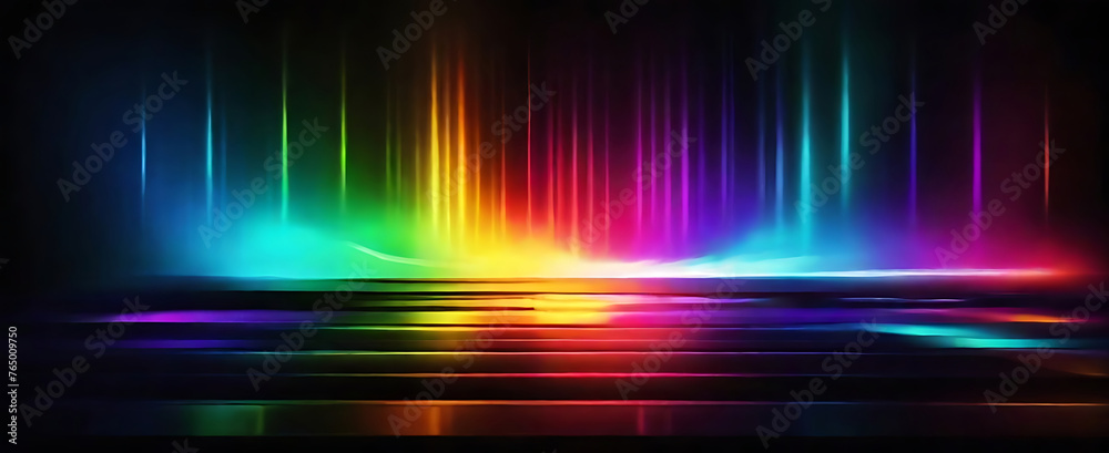 Red spectrum lights with black party club neon lights abstract wave mesh background, black background. wide banner, poster, header website, social media, editing video, background presentation. ai