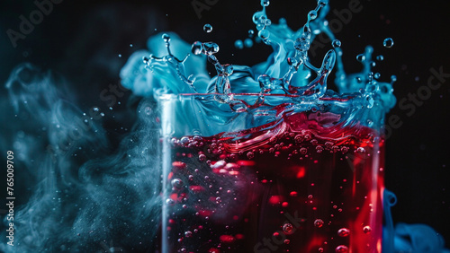 splash cup mixed drink glass red and blue