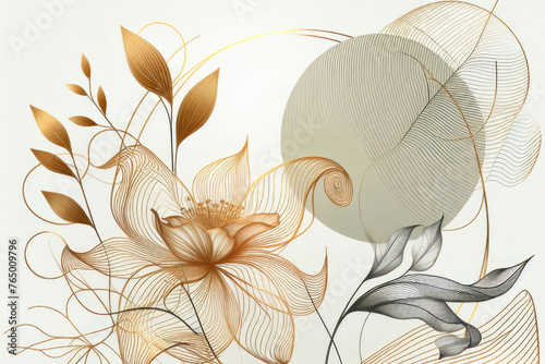 flowery design with gold and silver color scheme