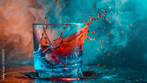 splash cup mixed drink glass red and blue