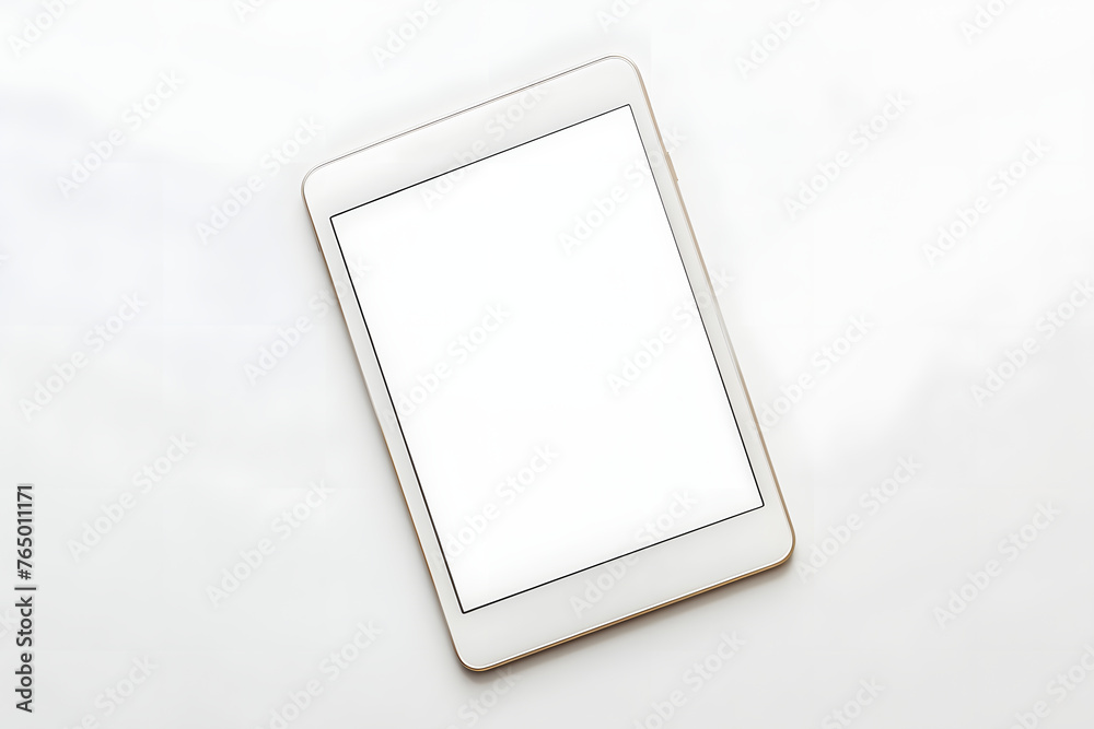 White tablet with blank white screen isolated on white background White tablet with blank white screen isolated on white background