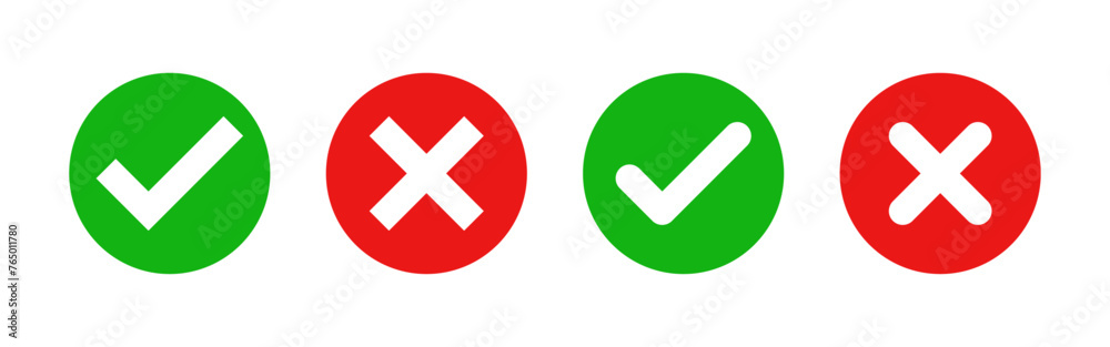 Check mark and cross mark icons set Check mark and cross mark icons set