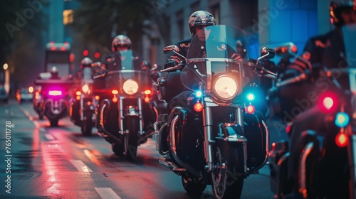A team of police officers on motorcycle
