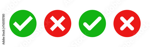Check mark and cross mark icons set