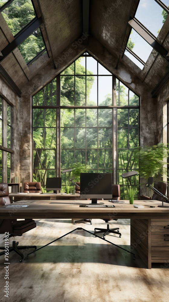 Fototapeta premium Office interior with 3d elements. Interior Design