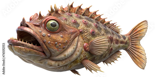 A dangerous stonefish with aggressive posture and spines  A dangerous stonefish with aggressive posture and spines 