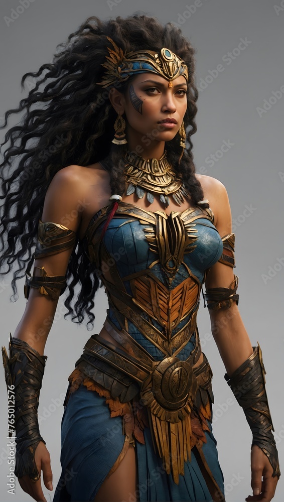 Warrior Queen's Portrait: Ancient Regalia and Majestic Gaze Warrior Queen's Portrait: Ancient Regalia and Majestic Gaze