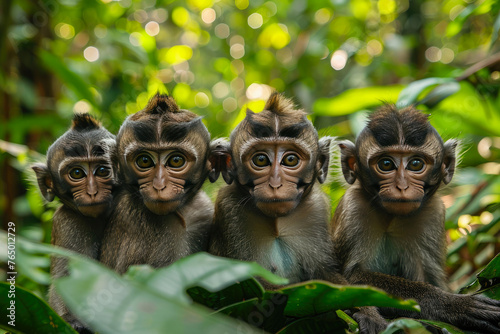 Wildlife Comedy: Playful Monkey Crew in Natural Habitat