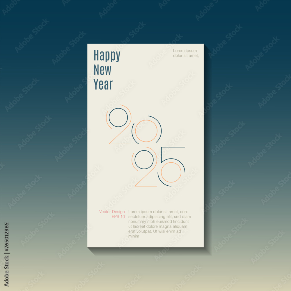 2025 happy new year premium poster design , 2025 number modern and new design , thin number for poster, greeting card, calender template 