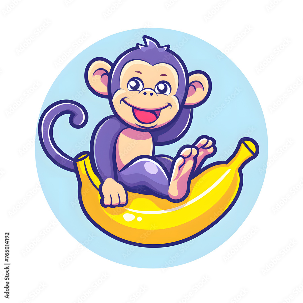 funny cute young little monkey with banana funny cute young little monkey with banana