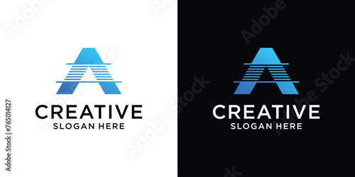 Initial letter A technology logo design vector
