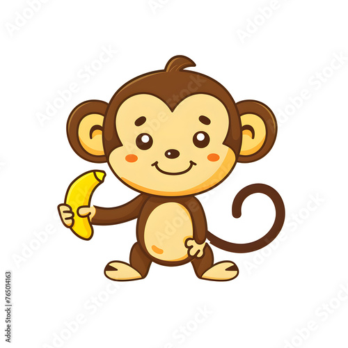 funny cute young little monkey with banana