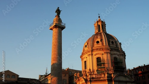 Trajans Column and Basilica Ulpia in Rome, Italy photo