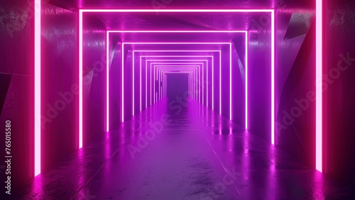 Purple Futuristic Neon Cyberpunk Style Hyperspace Tunnel Background