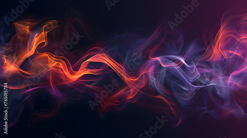 Abstract smoke wave, colorful mystical background. Colored smoke isolated on black background