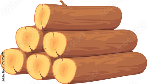 Wooden log stack cartoon icon. Tree trunk