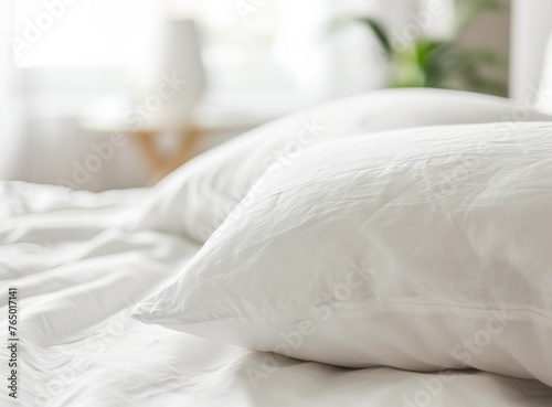 White linen bed sheets  close up shot  no people  background  high resolution photography  insanely detailed  fine details  stock photo  professional color grading  hyper realistic