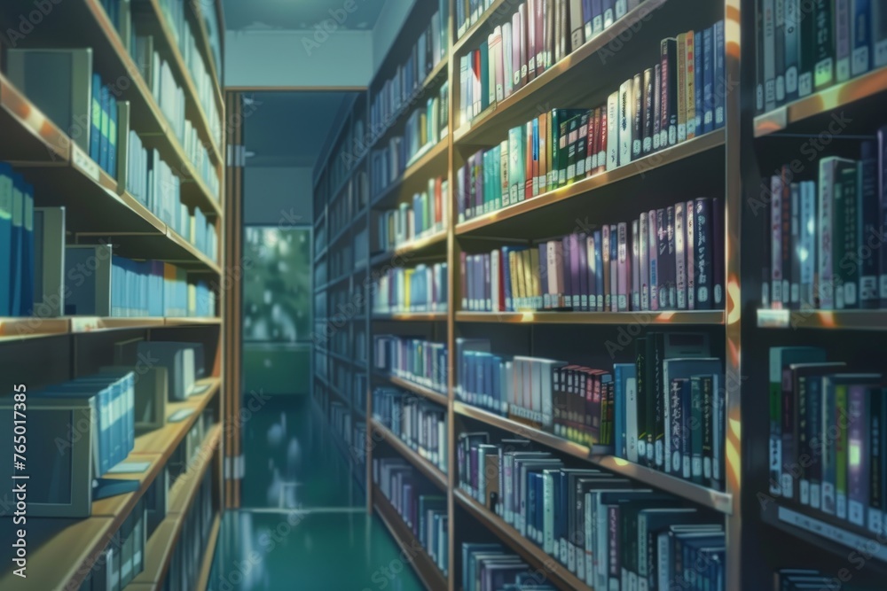Anime Scene A quiet library, where each book holds a different universe waiting to be explored Anime Scene A quiet library, where each book holds a different universe waiting to be explored
