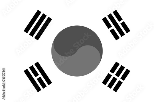 South Korea flag - greyscale monochrome vector illustration. Flag in black and white