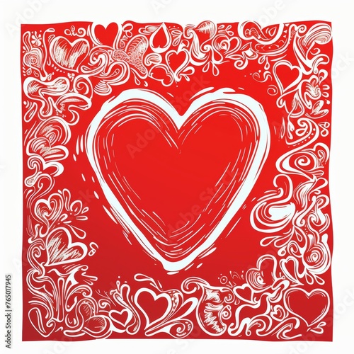 Artistic vector illustration of heart with intrinsic delicate detailed patterns