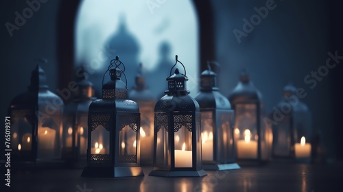 islamic lantern background Ideal for ramadhan festive, eid fitr, eid adha, islamic background , cozy, warm, holidays, invitations, and decorations, ratio 16:9px