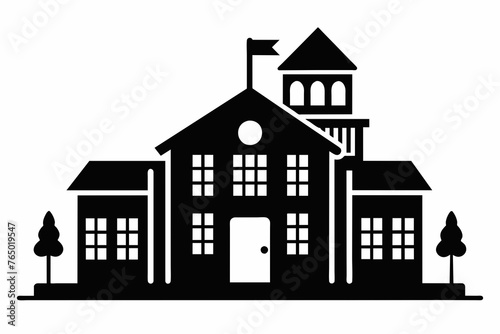 school vector silhouette white background © Chayon Sarker