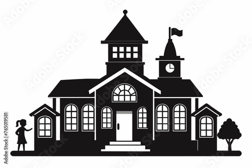 school vector silhouette white background